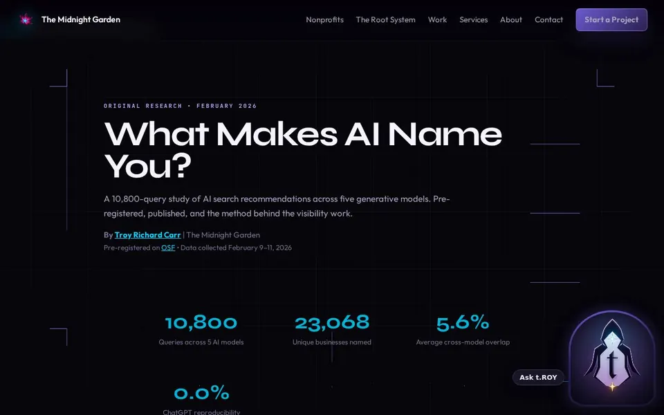 What Makes AI Name You research page